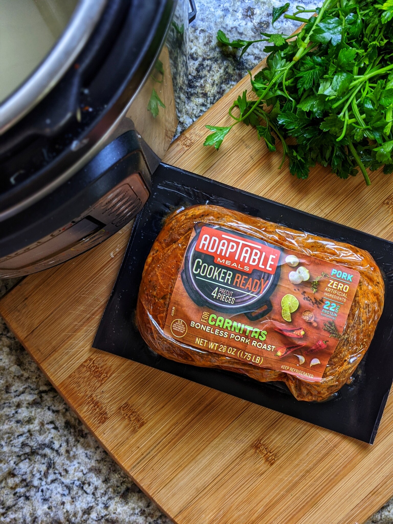 Visualização de Refeições Adaptáveis ​​Carnitas em embalagens 