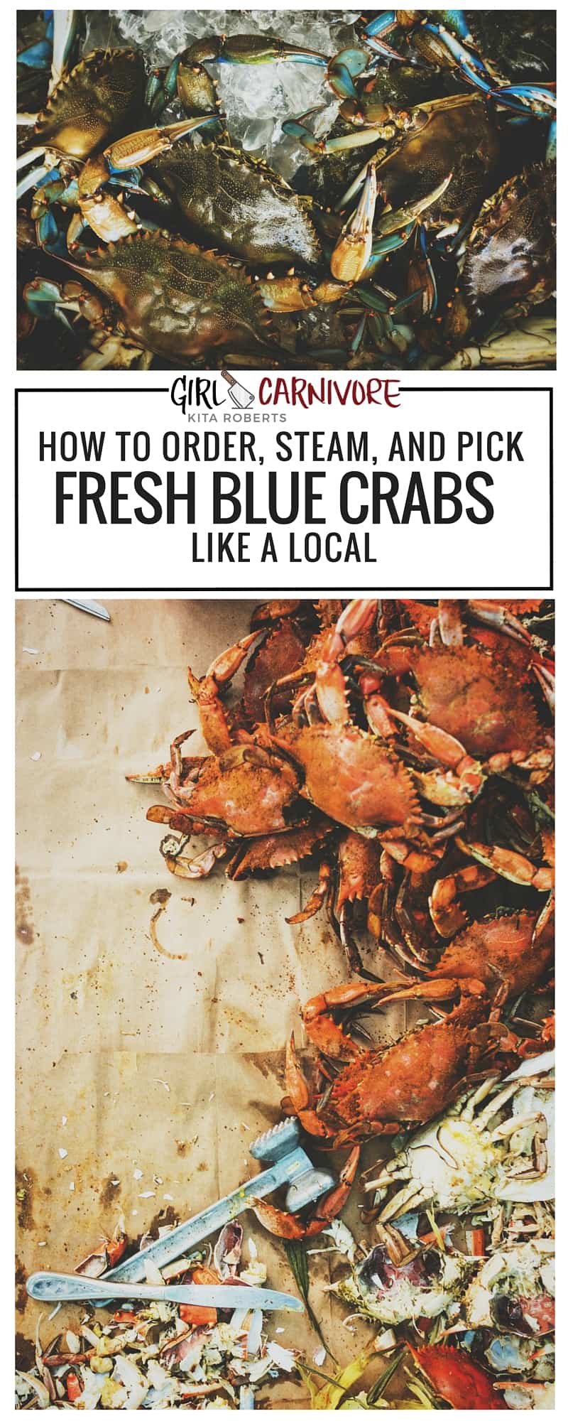 Como cozinhar caranguejos azuis frescos no vapor. Você já comeu caranguejos azuis frescos? Veja como levar para casa aquele excelente sabor da baía e experimentar você mesmo. Receita e como fazer em GirlCarnivore.com